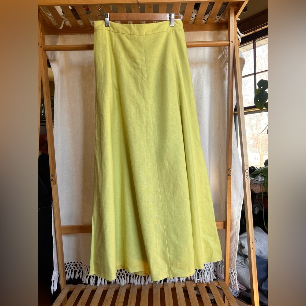 House of Harlow 1960 Lemon Yellow-Green A-Line Maxi Skirt